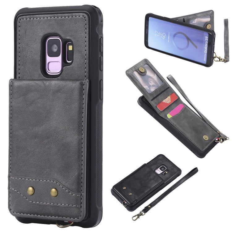 For Galaxy S9 Vertical Flip Shockproof Leather Protective Case with Short Rope, Support Card Slots & Bracket & Photo Holder & Wallet Function