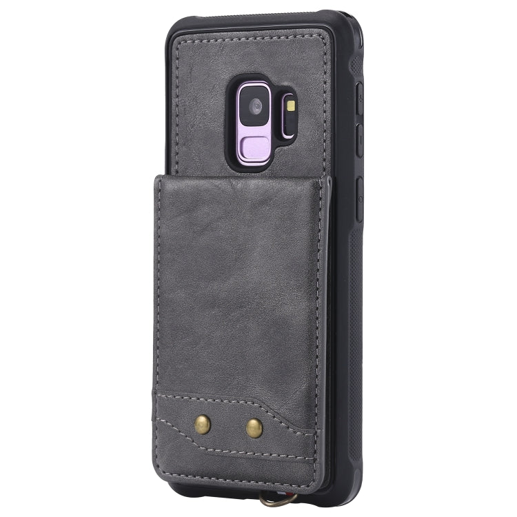 For Galaxy S9 Vertical Flip Shockproof Leather Protective Case with Short Rope, Support Card Slots & Bracket & Photo Holder & Wallet Function