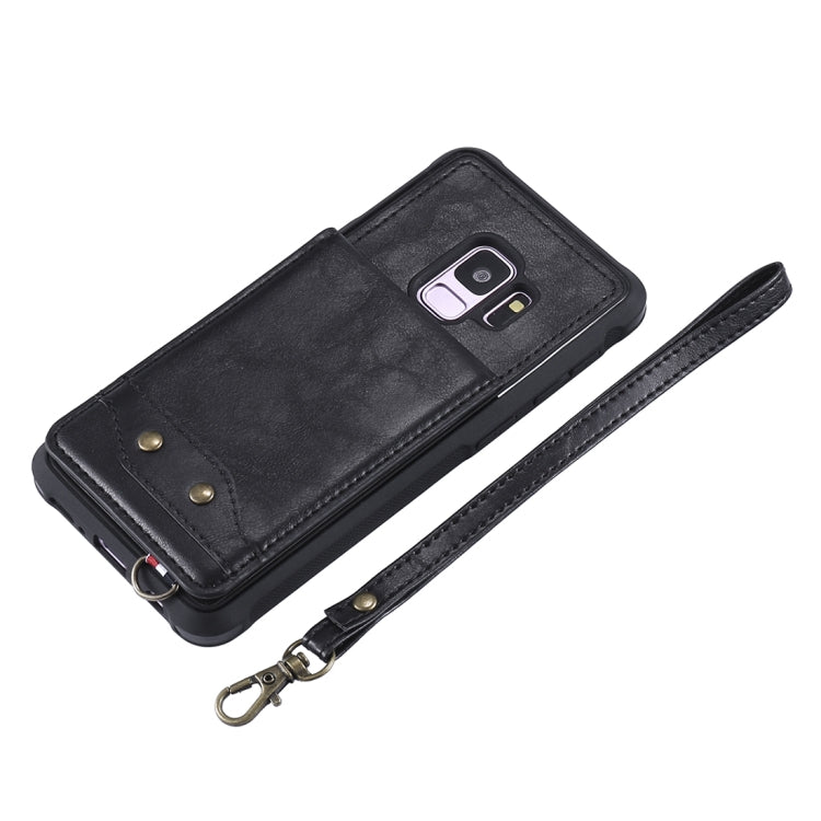For Galaxy S9 Vertical Flip Shockproof Leather Protective Case with Short Rope, Support Card Slots & Bracket & Photo Holder & Wallet Function