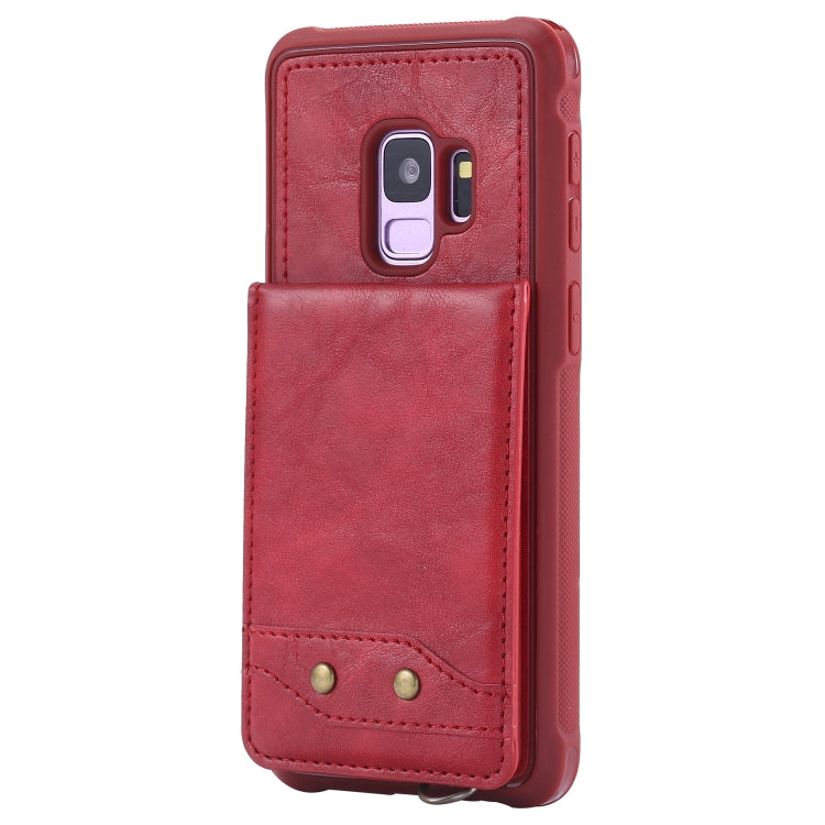 For Galaxy S9 Vertical Flip Shockproof Leather Protective Case with Short Rope, Support Card Slots & Bracket & Photo Holder & Wallet Function