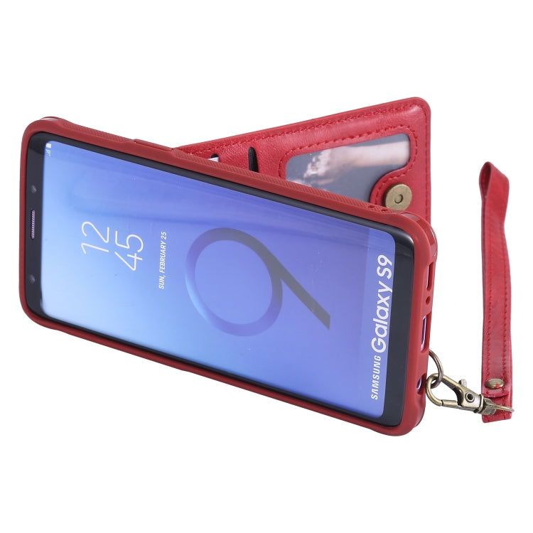 For Galaxy S9 Vertical Flip Shockproof Leather Protective Case with Short Rope, Support Card Slots & Bracket & Photo Holder & Wallet Function