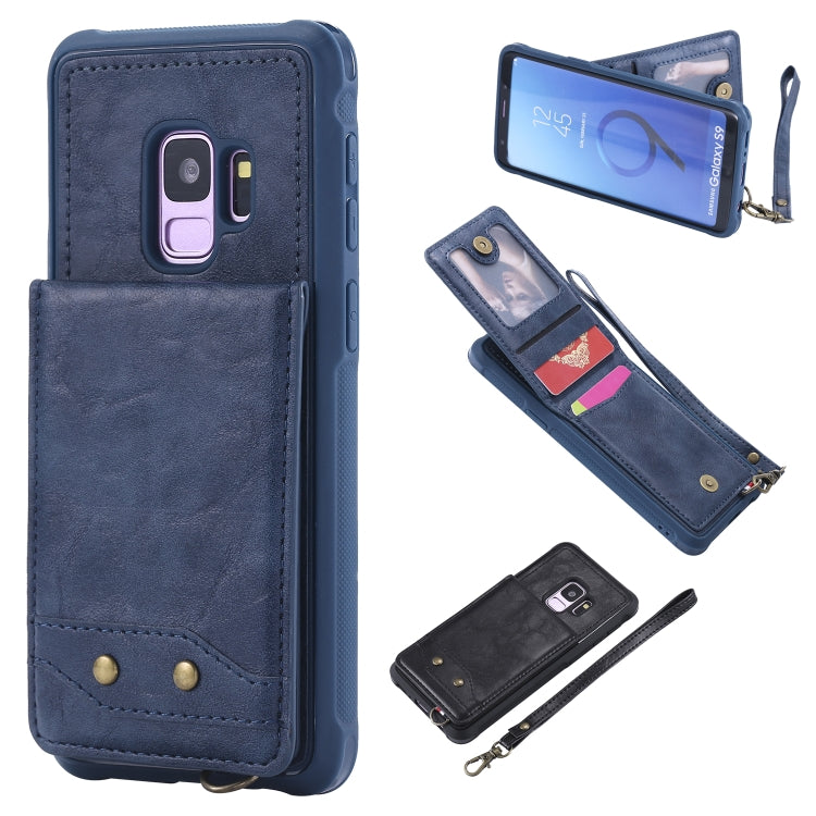 For Galaxy S9 Vertical Flip Shockproof Leather Protective Case with Short Rope, Support Card Slots & Bracket & Photo Holder & Wallet Function