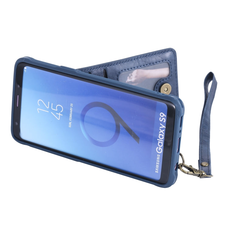 For Galaxy S9 Vertical Flip Shockproof Leather Protective Case with Short Rope, Support Card Slots & Bracket & Photo Holder & Wallet Function