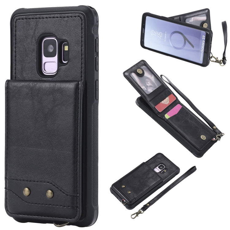 For Galaxy S9 Vertical Flip Shockproof Leather Protective Case with Short Rope, Support Card Slots & Bracket & Photo Holder & Wallet Function