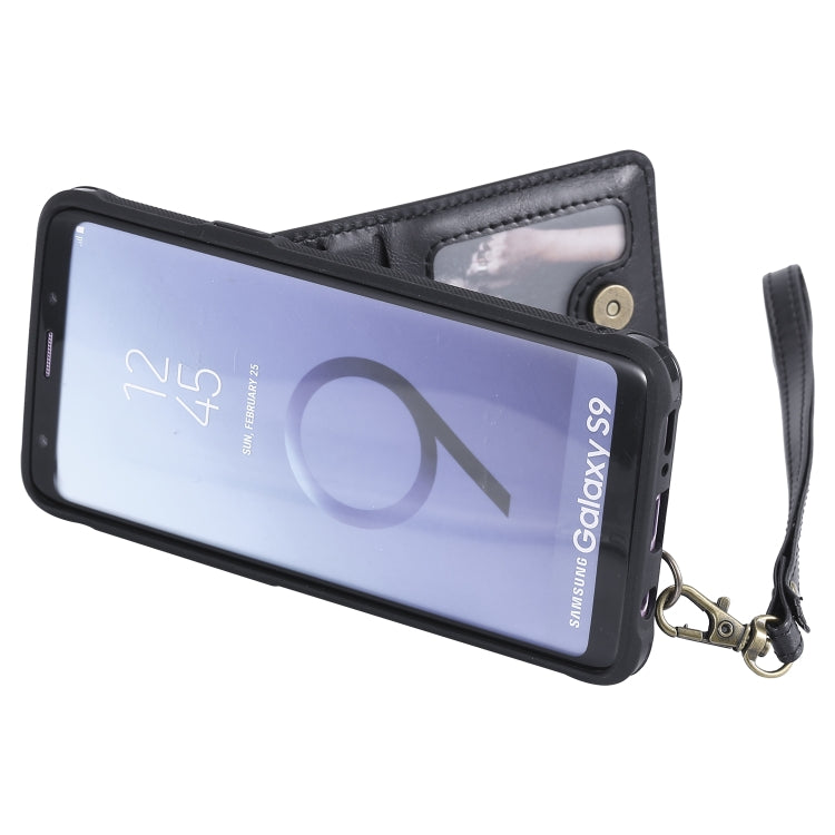 For Galaxy S9 Vertical Flip Shockproof Leather Protective Case with Short Rope, Support Card Slots & Bracket & Photo Holder & Wallet Function