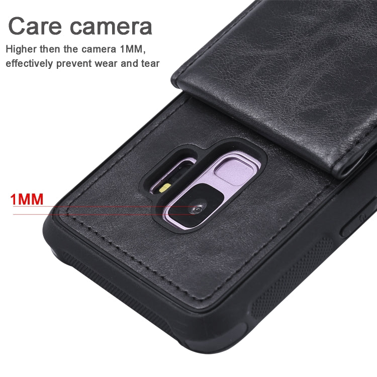 For Galaxy S9 Vertical Flip Shockproof Leather Protective Case with Short Rope, Support Card Slots & Bracket & Photo Holder & Wallet Function