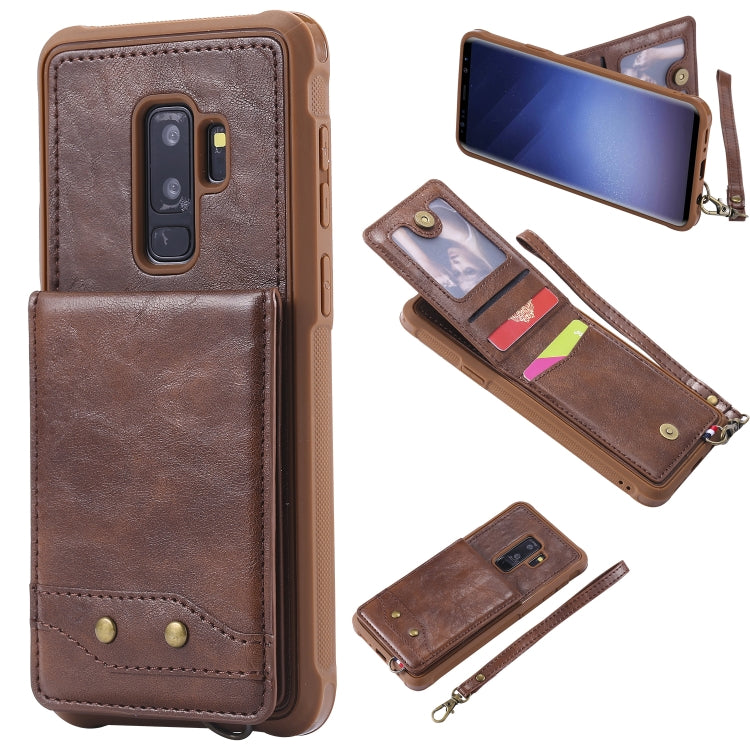 For Galaxy S9+ Vertical Flip Shockproof Leather Protective Case with Short Rope, Support Card Slots & Bracket & Photo Holder & Wallet Function