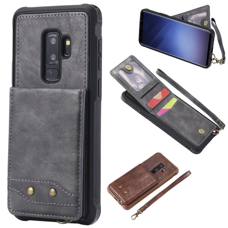 For Galaxy S9+ Vertical Flip Shockproof Leather Protective Case with Short Rope, Support Card Slots & Bracket & Photo Holder & Wallet Function