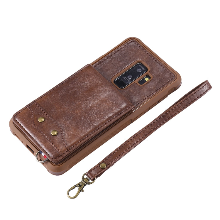 For Galaxy S9+ Vertical Flip Shockproof Leather Protective Case with Short Rope, Support Card Slots & Bracket & Photo Holder & Wallet Function