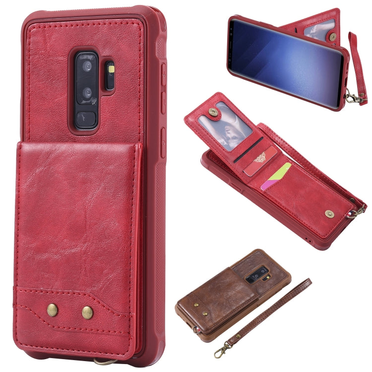 For Galaxy S9+ Vertical Flip Shockproof Leather Protective Case with Short Rope, Support Card Slots & Bracket & Photo Holder & Wallet Function