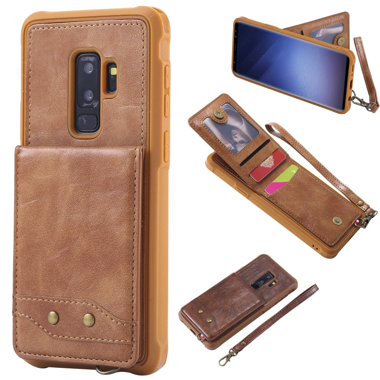 For Galaxy S9+ Vertical Flip Shockproof Leather Protective Case with Short Rope, Support Card Slots & Bracket & Photo Holder & Wallet Function
