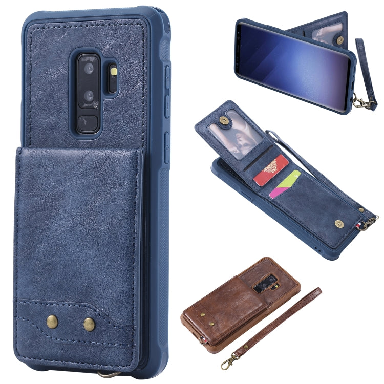 For Galaxy S9+ Vertical Flip Shockproof Leather Protective Case with Short Rope, Support Card Slots & Bracket & Photo Holder & Wallet Function