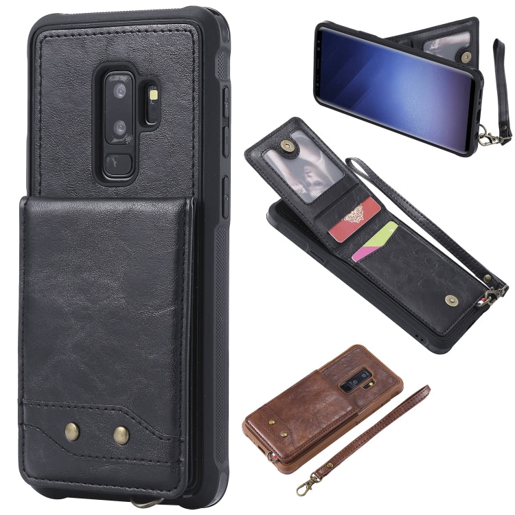 For Galaxy S9+ Vertical Flip Shockproof Leather Protective Case with Short Rope, Support Card Slots & Bracket & Photo Holder & Wallet Function