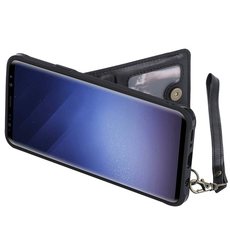 For Galaxy S9+ Vertical Flip Shockproof Leather Protective Case with Short Rope, Support Card Slots & Bracket & Photo Holder & Wallet Function