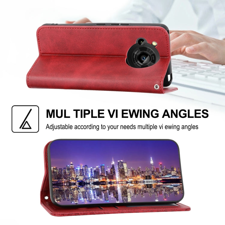 For Sharp Aquos R7 / P7 Cubic Grid Calf Texture Magnetic Closure Leather Phone Case