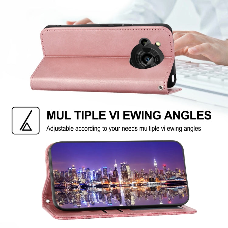 For Sharp Aquos R7 / P7 Cubic Grid Calf Texture Magnetic Closure Leather Phone Case
