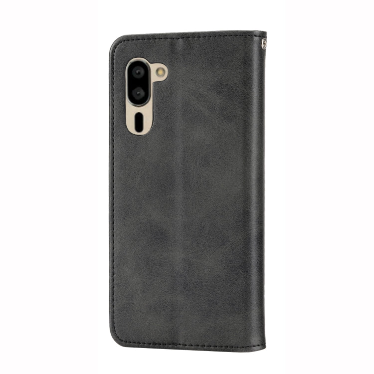 For Sharp Simple Sumaho 5 Cubic Grid Calf Texture Magnetic Closure Leather Phone Case