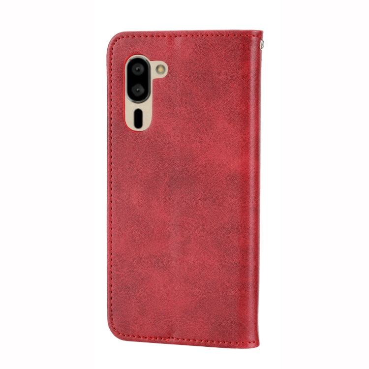 For Sharp Simple Sumaho 5 Cubic Grid Calf Texture Magnetic Closure Leather Phone Case