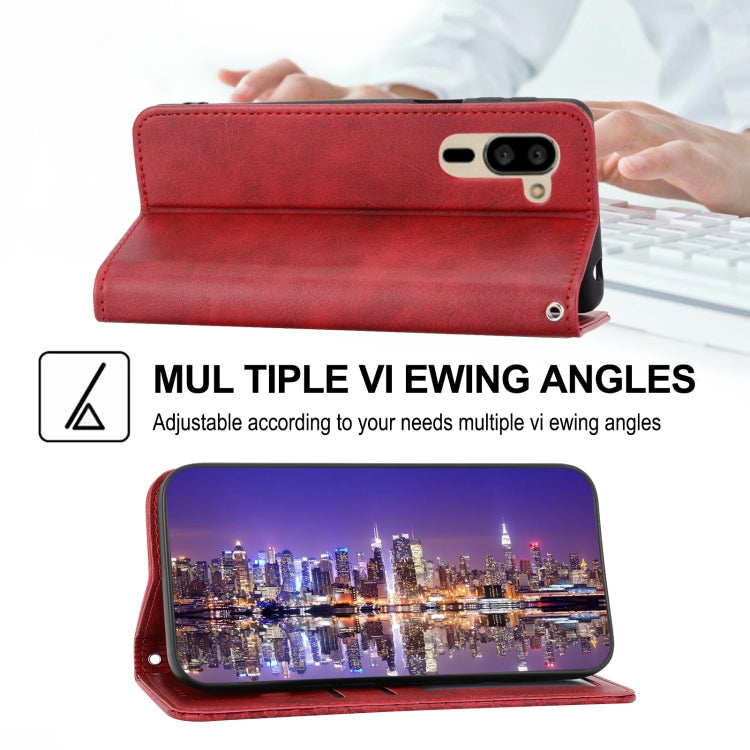 For Sharp Simple Sumaho 5 Cubic Grid Calf Texture Magnetic Closure Leather Phone Case