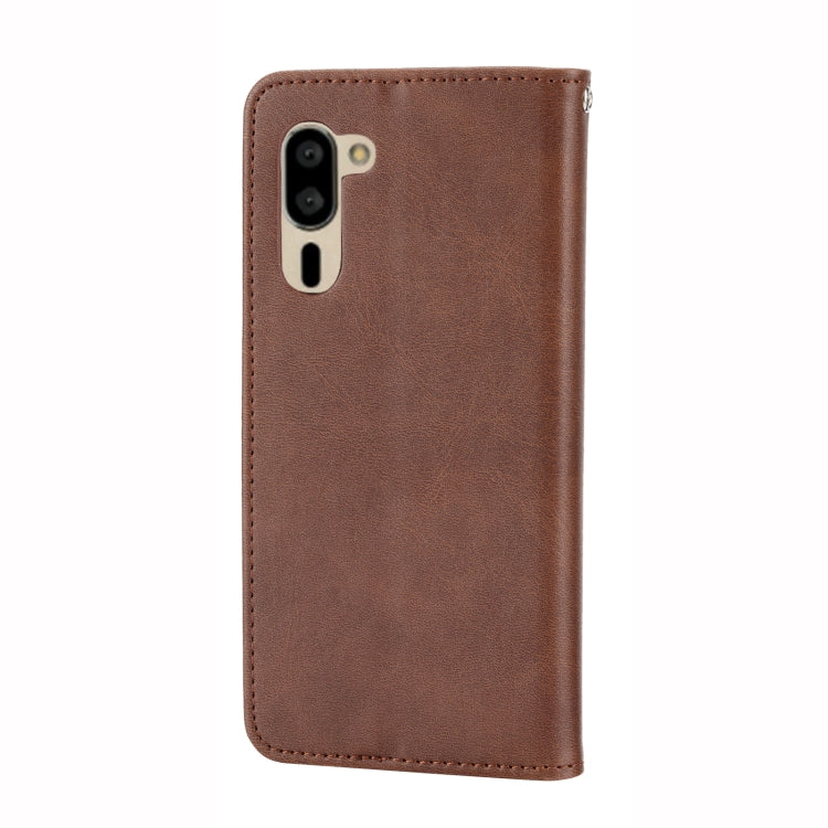 For Sharp Simple Sumaho 5 Cubic Grid Calf Texture Magnetic Closure Leather Phone Case