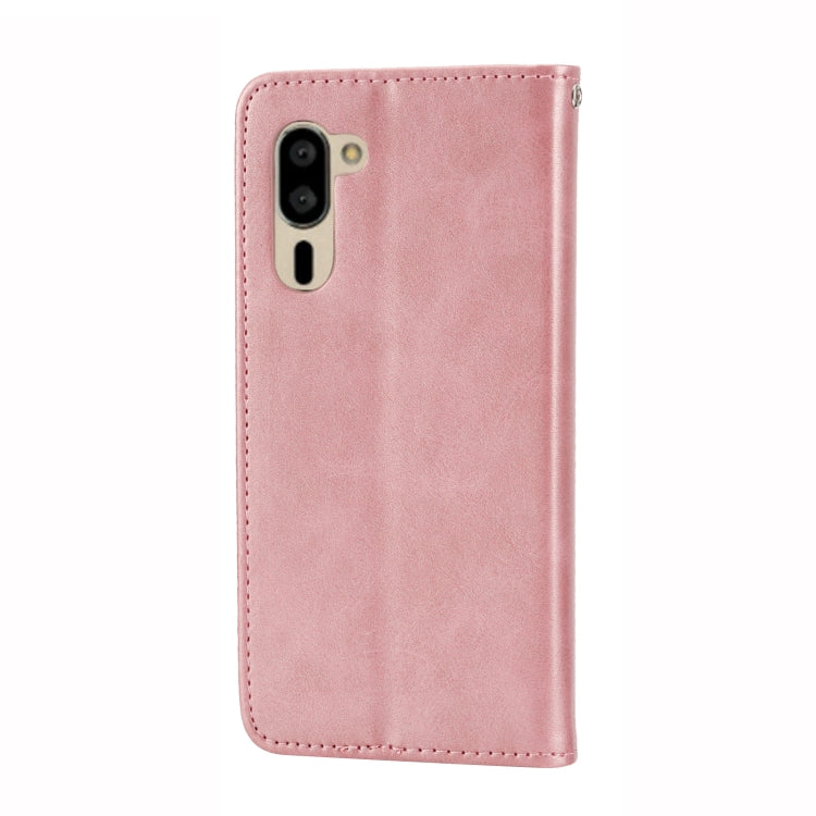 For Sharp Simple Sumaho 5 Cubic Grid Calf Texture Magnetic Closure Leather Phone Case