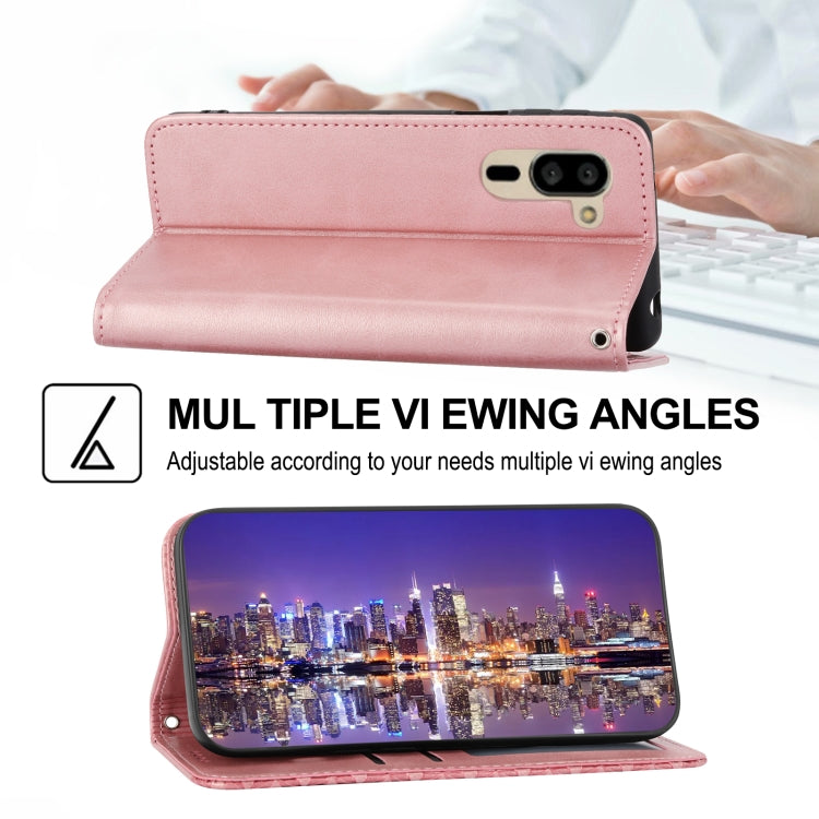 For Sharp Simple Sumaho 5 Cubic Grid Calf Texture Magnetic Closure Leather Phone Case