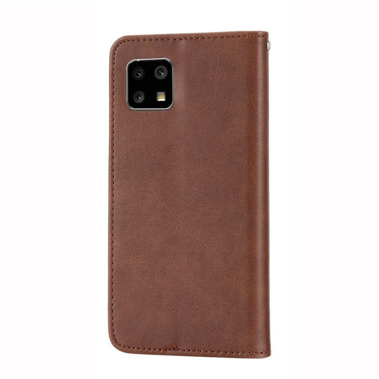 For Sharp Aquos Sense6 / 6S Cubic Grid Calf Texture Magnetic Closure Leather Phone Case