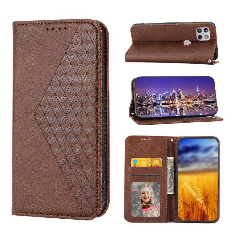 For Motorola Moto G Stylus 5G 2021 Cubic Grid Calf Texture Magnetic Closure Leather Phone Case