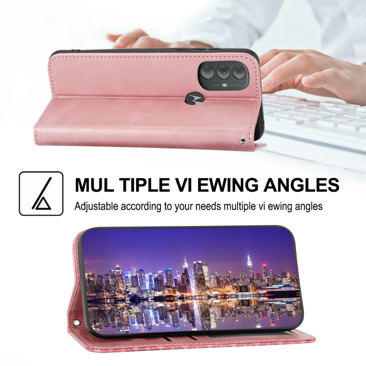 For Motorola Moto G Pure 2021 Cubic Grid Calf Texture Magnetic Closure Leather Phone Case