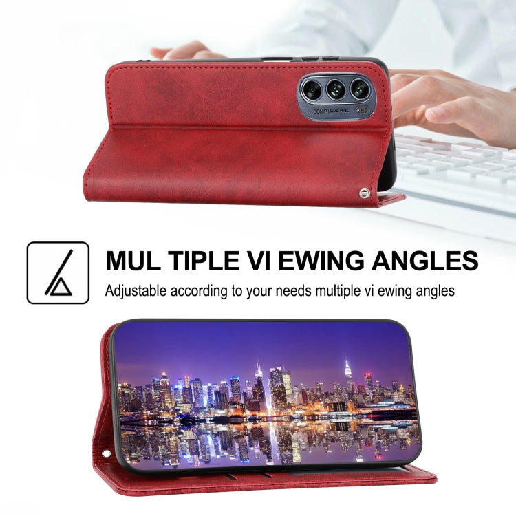For Motorola Moto G62 Cubic Grid Calf Texture Magnetic Closure Leather Phone Case