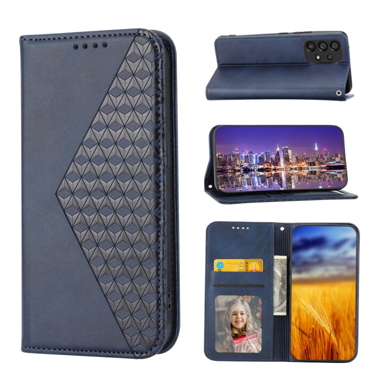 For Motorola Moto G42 Cubic Grid Calf Texture Magnetic Closure Leather Phone Case