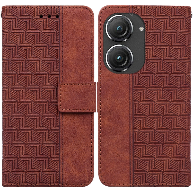 For Asus Zenfone 9 Geometric Embossed Flip Leather Phone Case