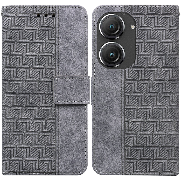 For Asus Zenfone 9 Geometric Embossed Flip Leather Phone Case