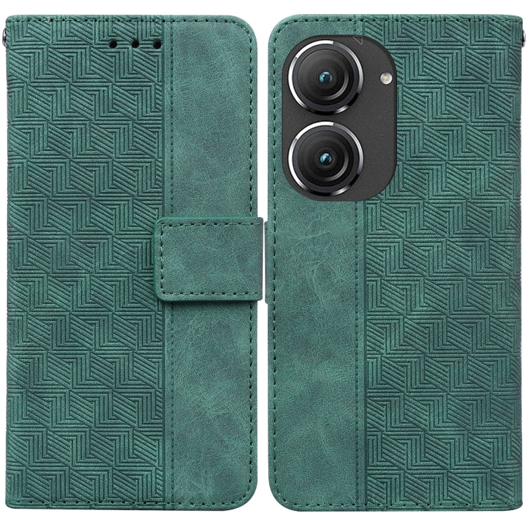 For Asus Zenfone 9 Geometric Embossed Flip Leather Phone Case