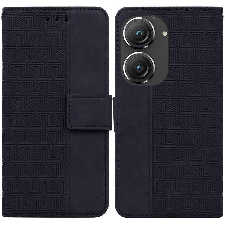 For Asus Zenfone 9 Geometric Embossed Flip Leather Phone Case