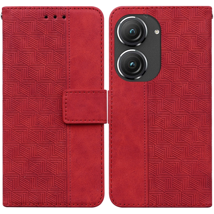 For Asus Zenfone 9 Geometric Embossed Flip Leather Phone Case