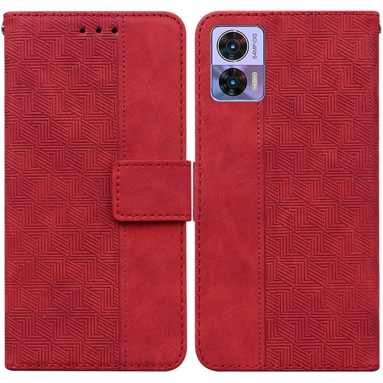 For Motorola Edge 30 Neo / Edge 30 Lite Geometric Embossed Flip Leather Phone Case