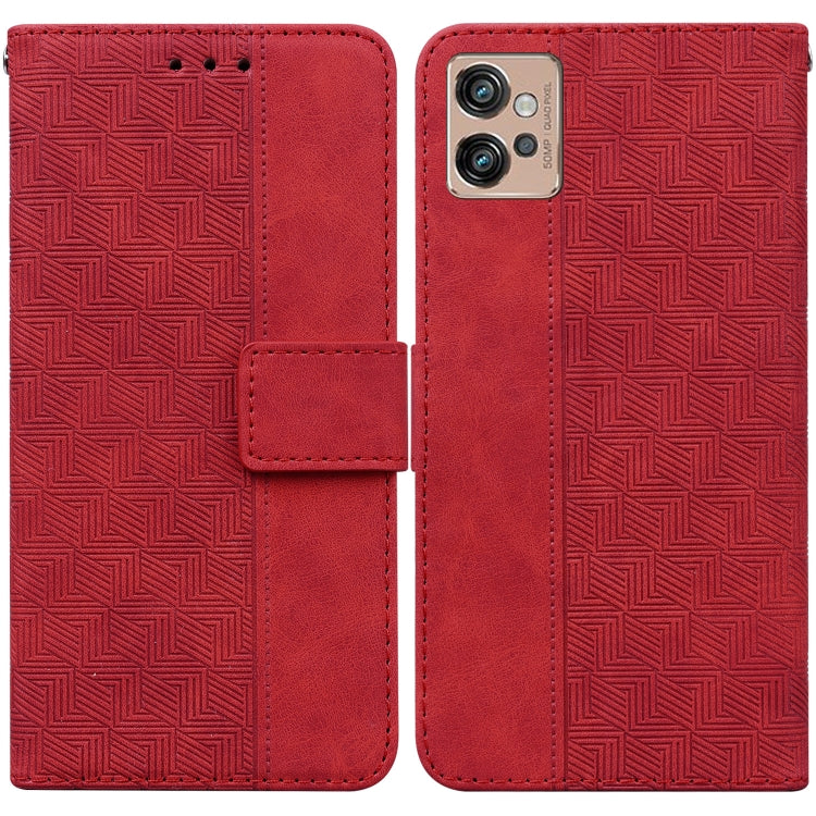 For Motorola Moto G32 Geometric Embossed Flip Leather Phone Case