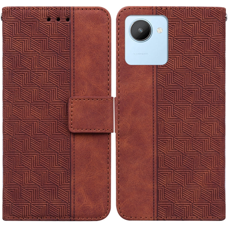 For Realme C30 Geometric Embossed Flip Leather Phone Case