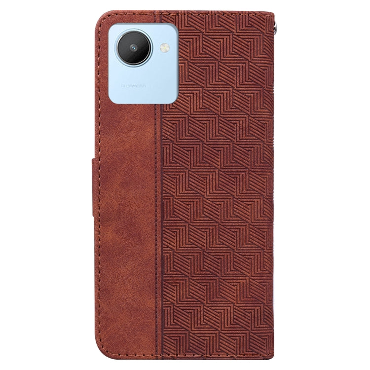 For Realme C30 Geometric Embossed Flip Leather Phone Case