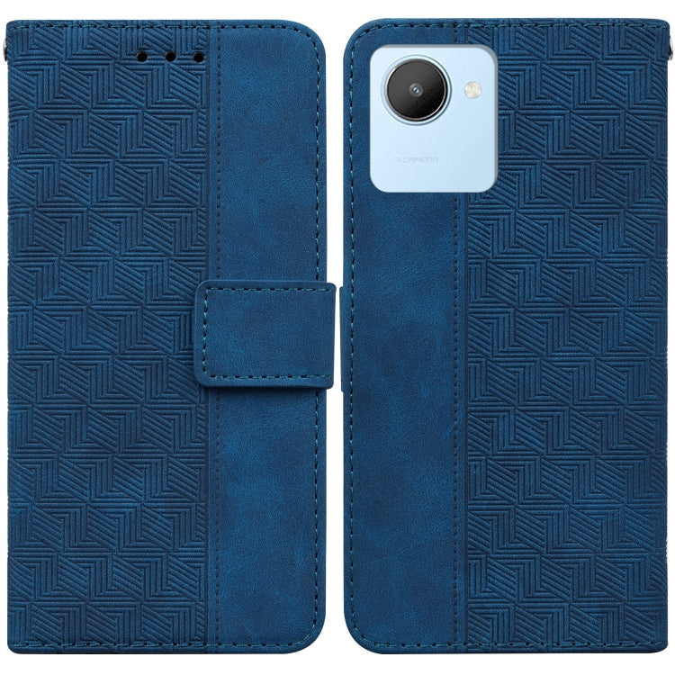 For Realme C30 Geometric Embossed Flip Leather Phone Case