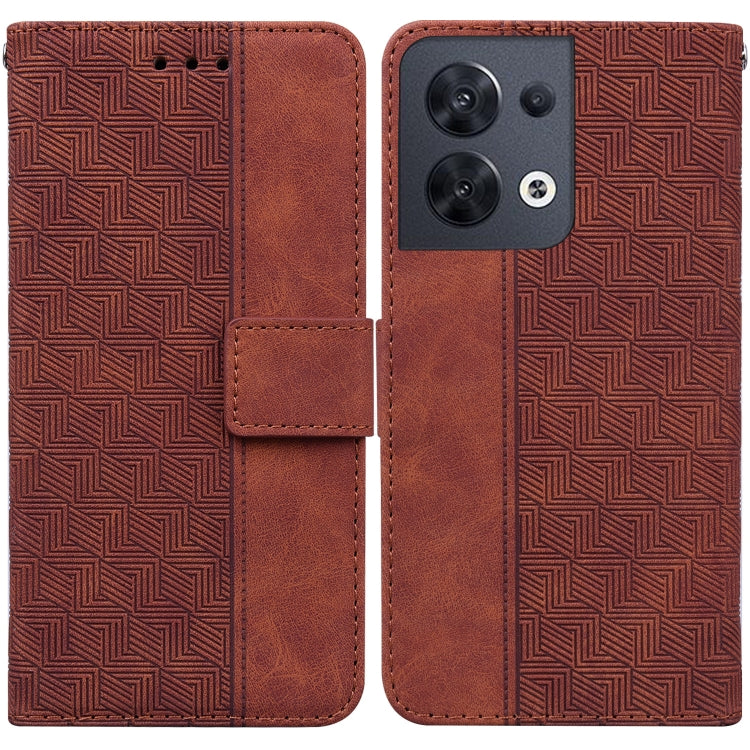 For OPPO Reno8 Geometric Embossed Flip Leather Phone Case