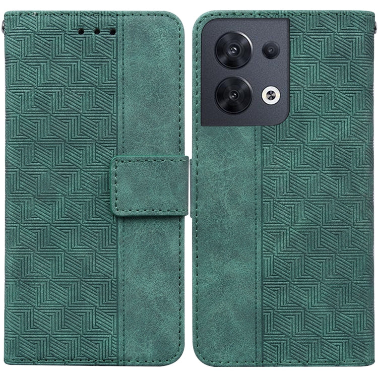 For OPPO Reno8 Geometric Embossed Flip Leather Phone Case