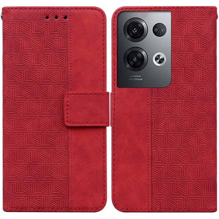 For OPPO Reno8 Pro+ Geometric Embossed Flip Leather Phone Case