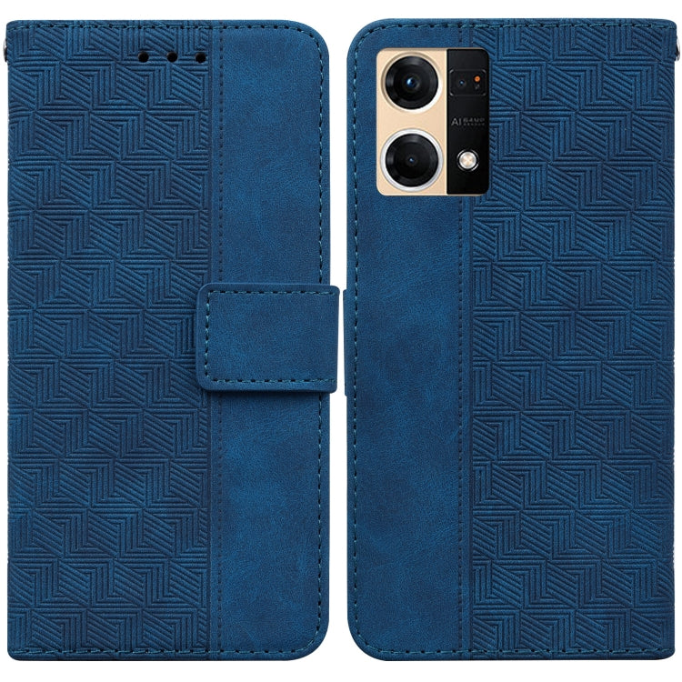 For OPPO Reno7 4G Geometric Embossed Flip Leather Phone Case