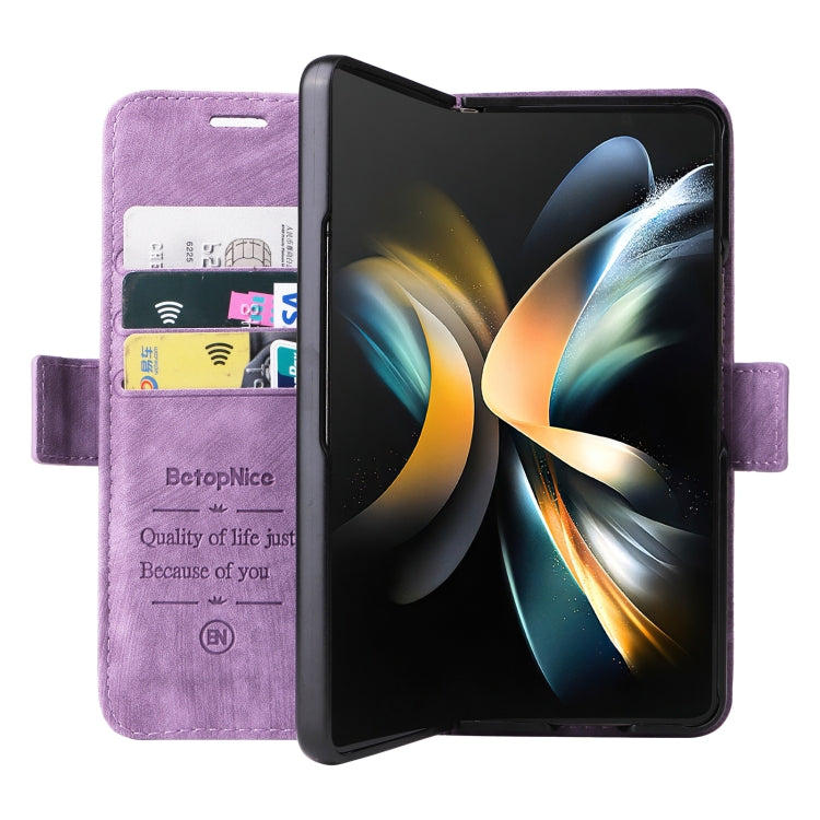 For Samsung Galaxy Z Fold4 BETOPNICE Dual-side Buckle Leather Phone Case