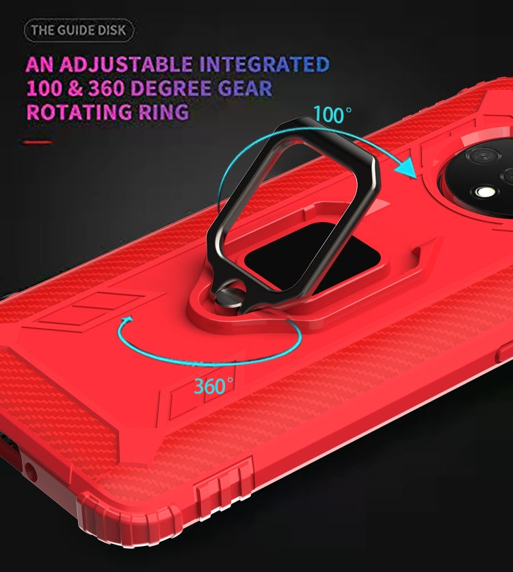 For OnePlus 7T Carbon Fiber Protective Case with 360 Degree Rotating Ring Holder