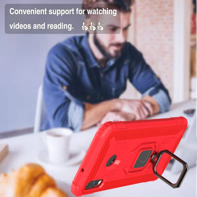 For Galaxy M20 Carbon Fiber Protective Case with 360 Degree Rotating Ring Holder