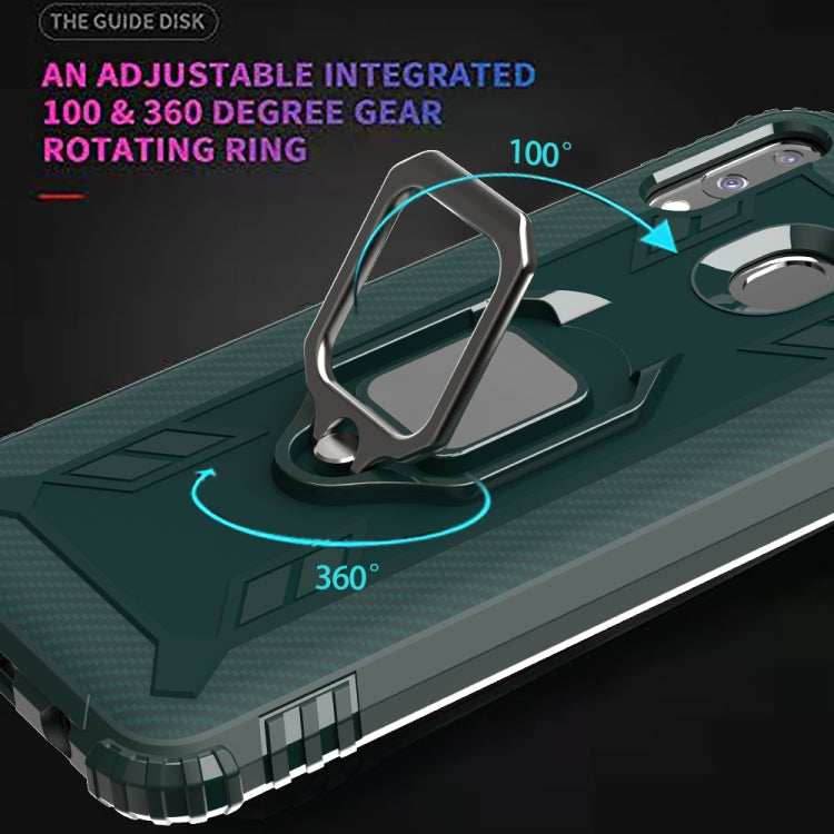 For Galaxy M20 Carbon Fiber Protective Case with 360 Degree Rotating Ring Holder