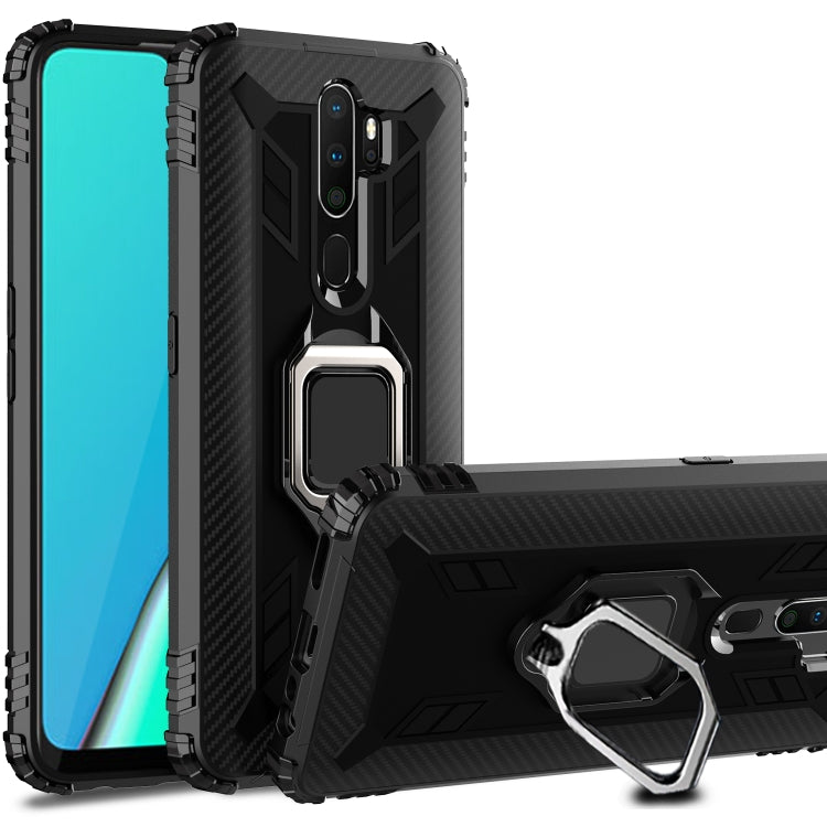 For OPPO A9(2020) /  A11X Carbon Fiber Protective Case with 360 Degree Rotating Ring Holder